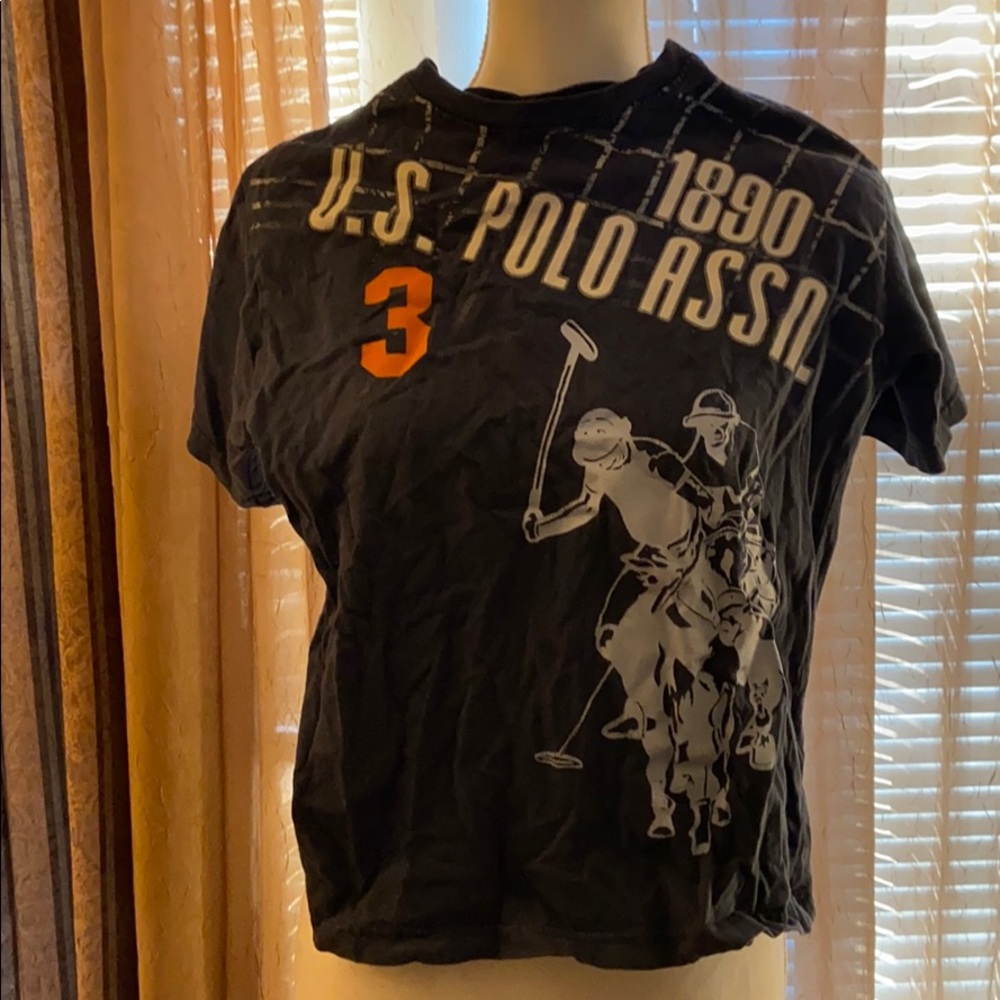 πUS POLO ASSN Blue T-shirt w/white orange print - Picture 5 of 6